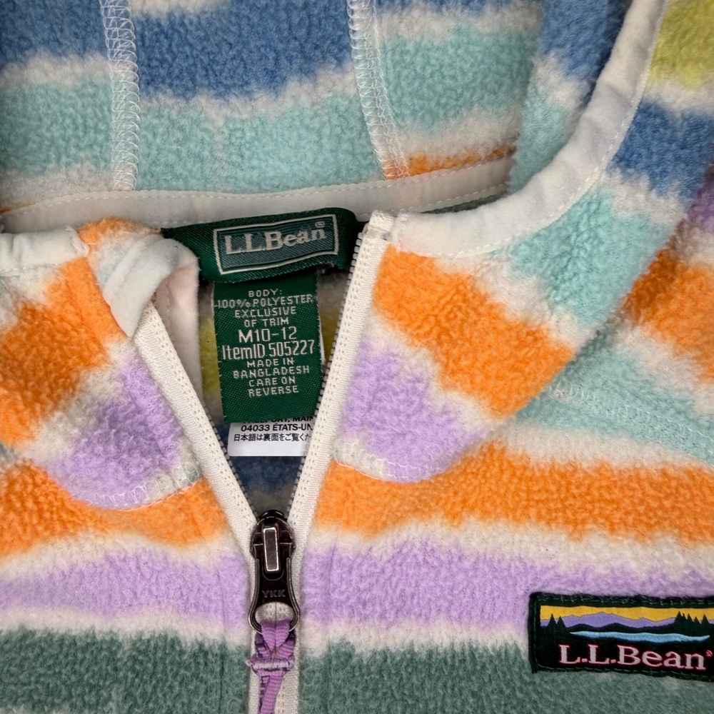 LL Bean Kids Multicolor Pastel Stripe Fleece M - Picture 5 of 6